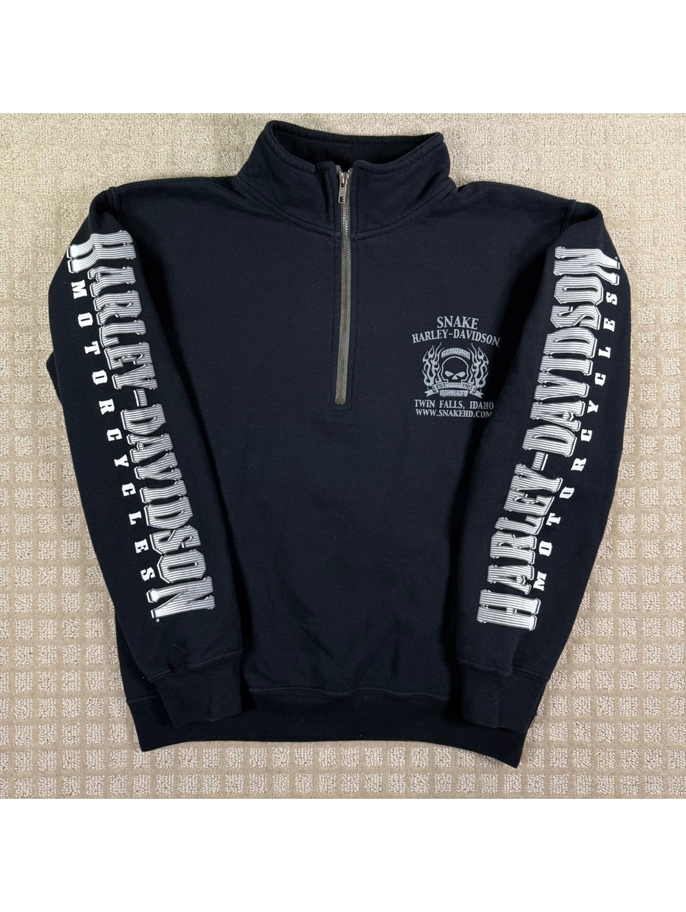 Harley-Davidson Skull black quarter zip sweatshirt S